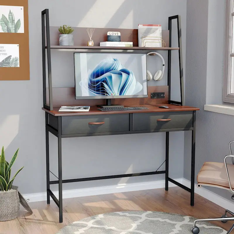 Schreibtisch für das Homeoffice mit integrierter Ladestation und Schubladen