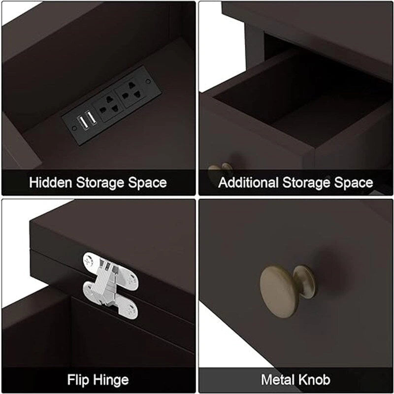 Flip Top End Table with Built-In Charging Station