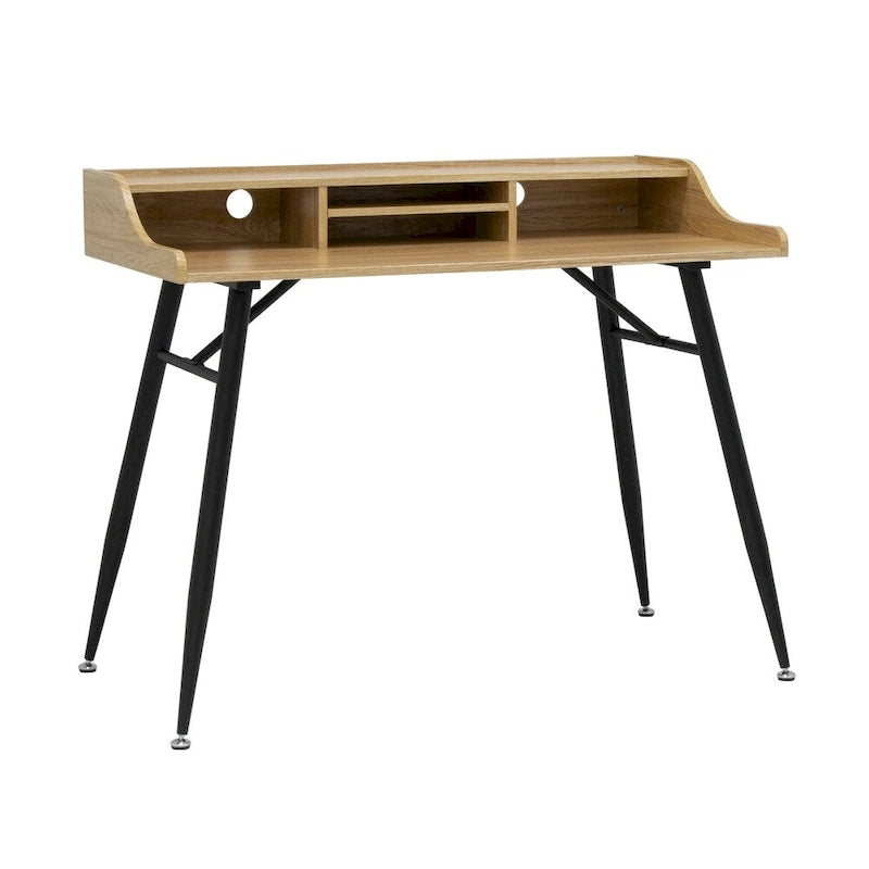 45" Moderner Schreibtisch mit niedrigem Aufsatz und konisch zulaufenden Metallbeinen
