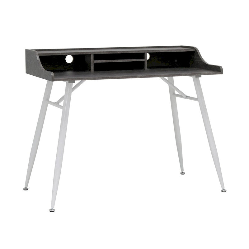 45" Moderner Schreibtisch mit niedrigem Aufsatz und konisch zulaufenden Metallbeinen