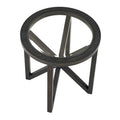 Round Tempered Glass Coffee Table with Solid Wood Tripod Base