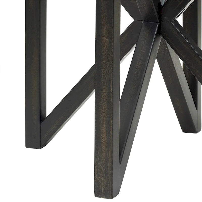Round Tempered Glass Coffee Table with Solid Wood Tripod Base