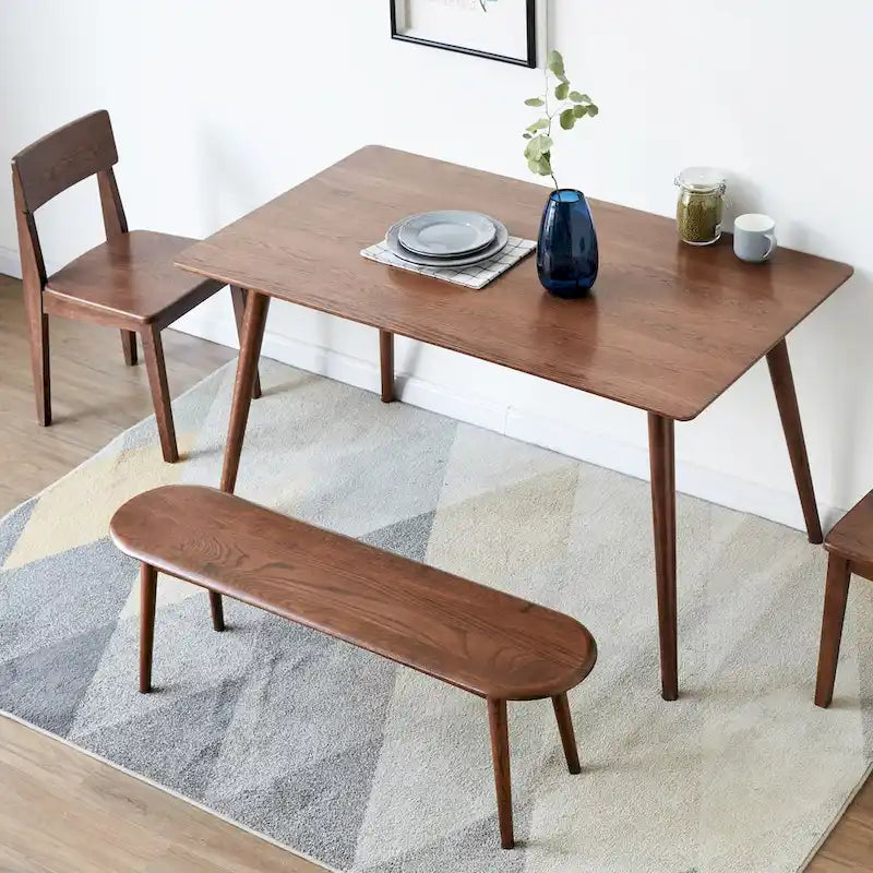 Solid Oak Dining Bench with Half-Round Ends — Seats 2-3