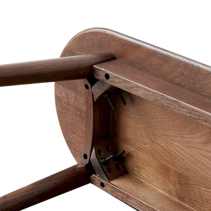 Solid Oak Dining Bench with Half-Round Ends — Seats 2-3
