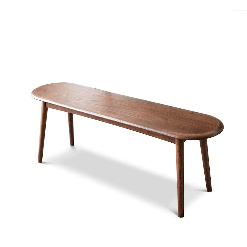 Solid Oak Dining Bench with Half-Round Ends — Seats 2-3