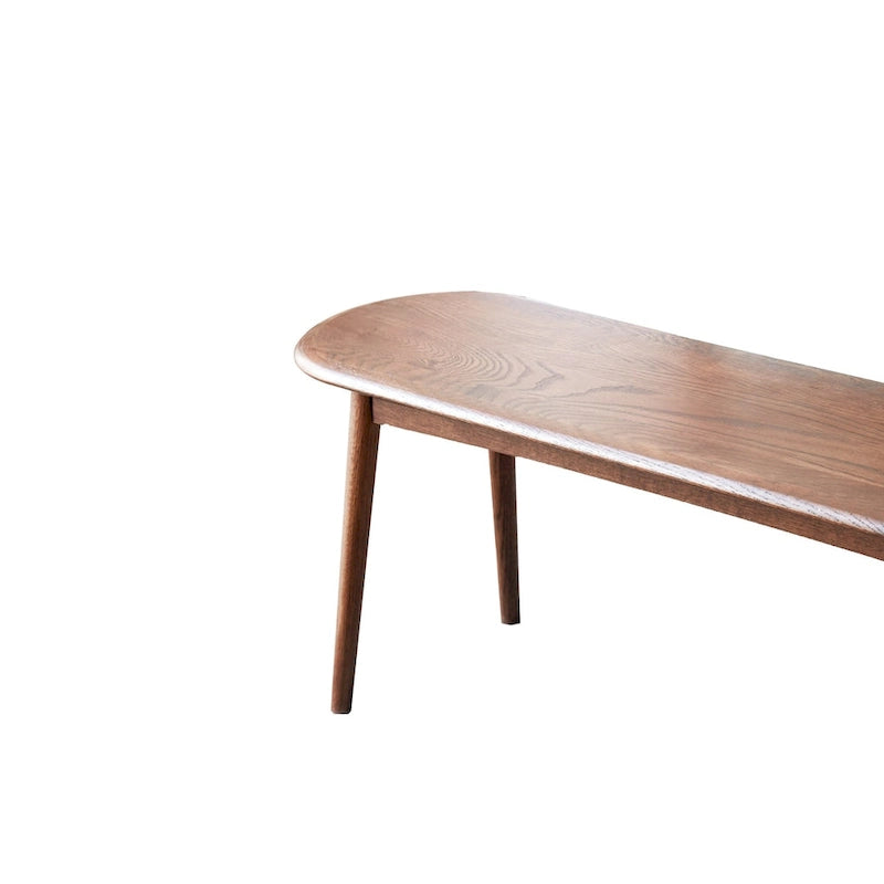 Solid Oak Dining Bench with Half-Round Ends — Seats 2-3