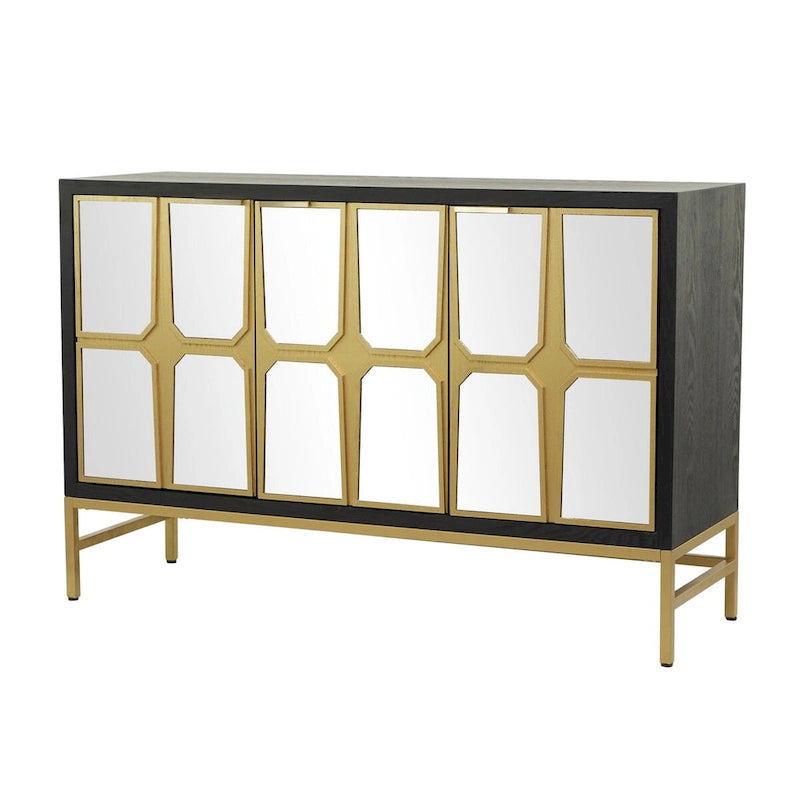 Wooden Room Cabinet with Mirrored Front - Gold or Black - Roche River Decor